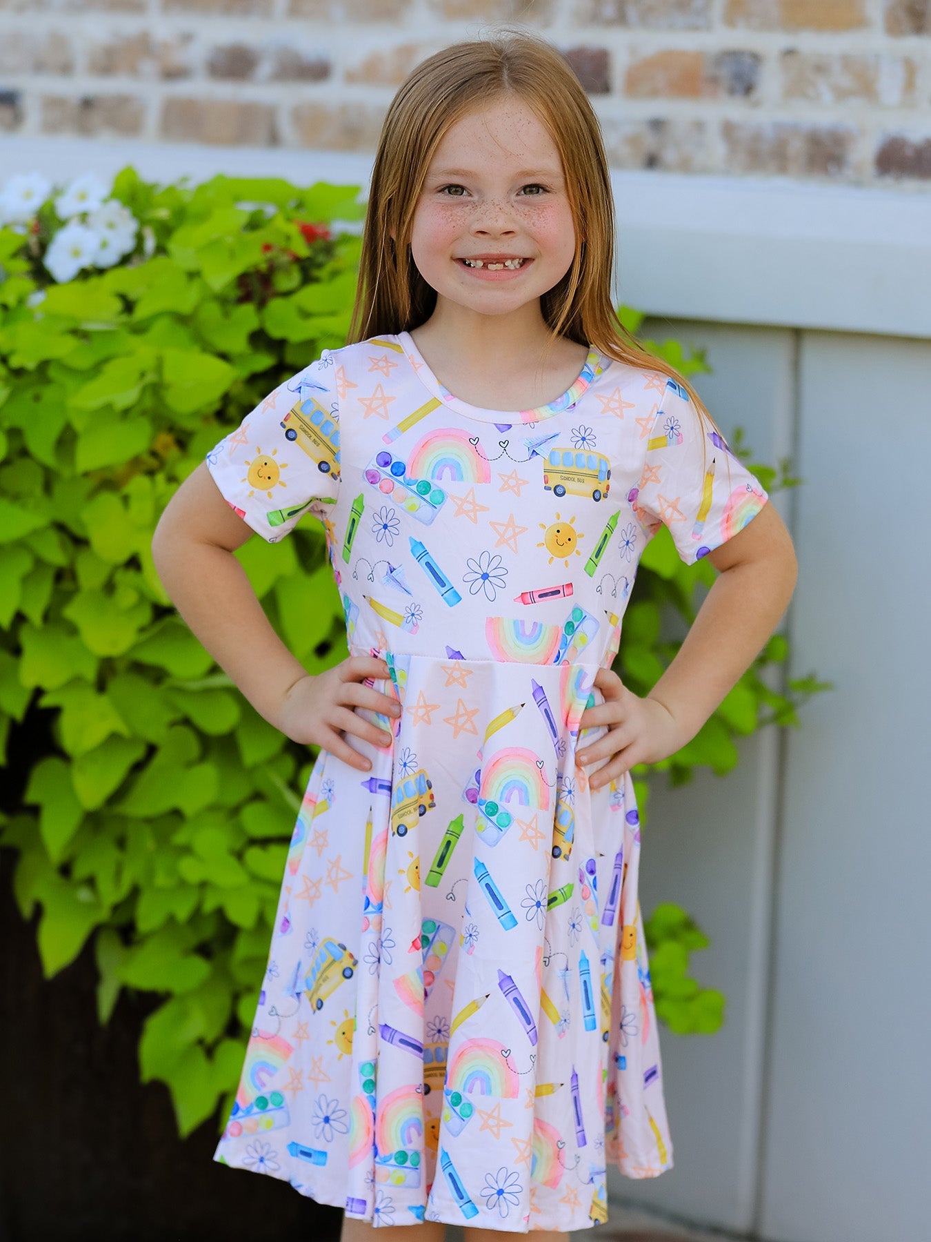 Colorful Back-to-school Delight Girls Dress