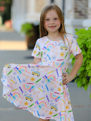 Colorful Back-to-school Delight Girls Dress