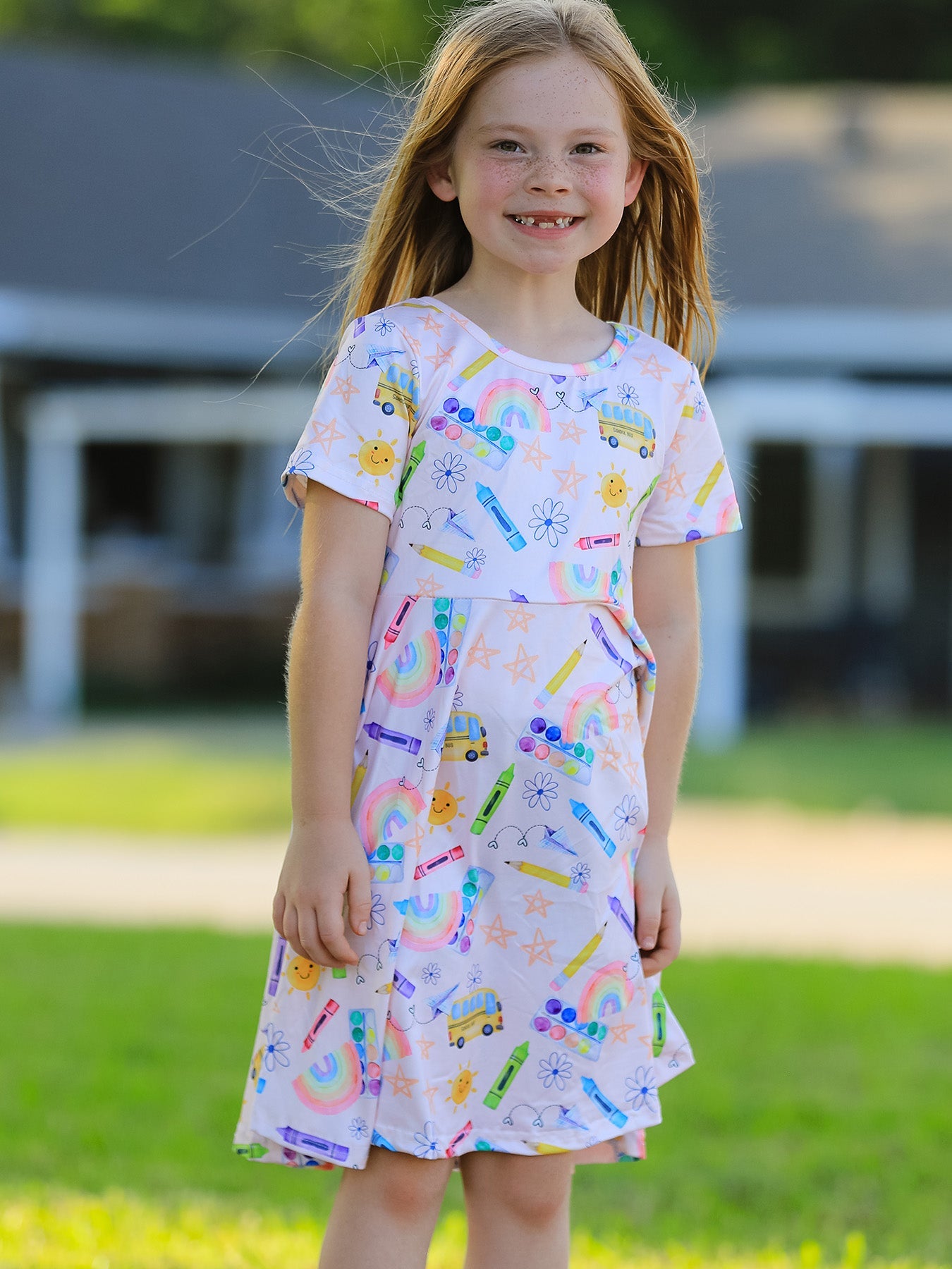 Colorful Back-to-school Delight Girls Dress