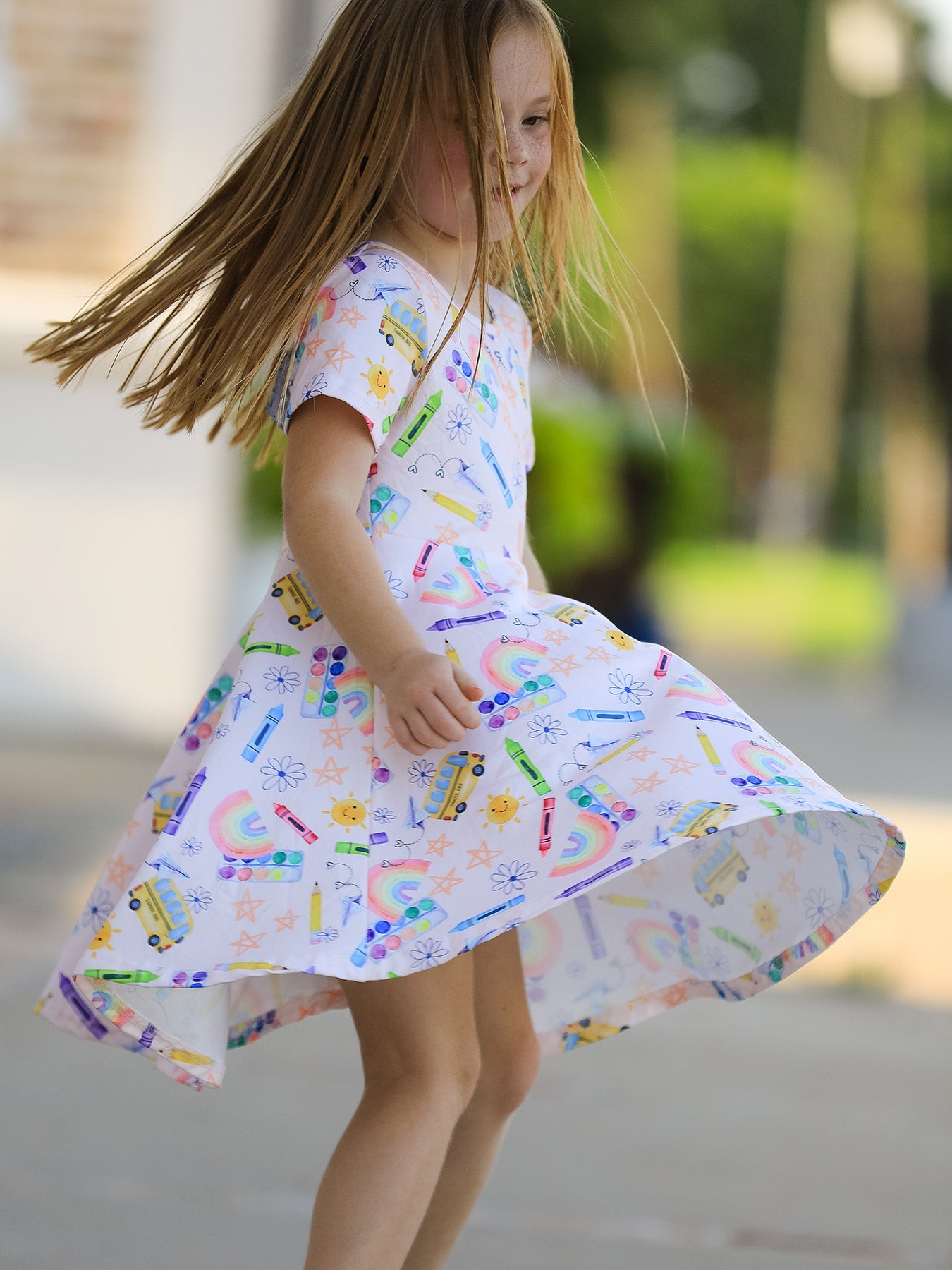 Colorful Back-to-school Delight Girls Dress