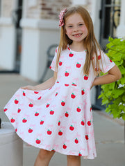 Back To School Apple Striped Sweet Girl Dress