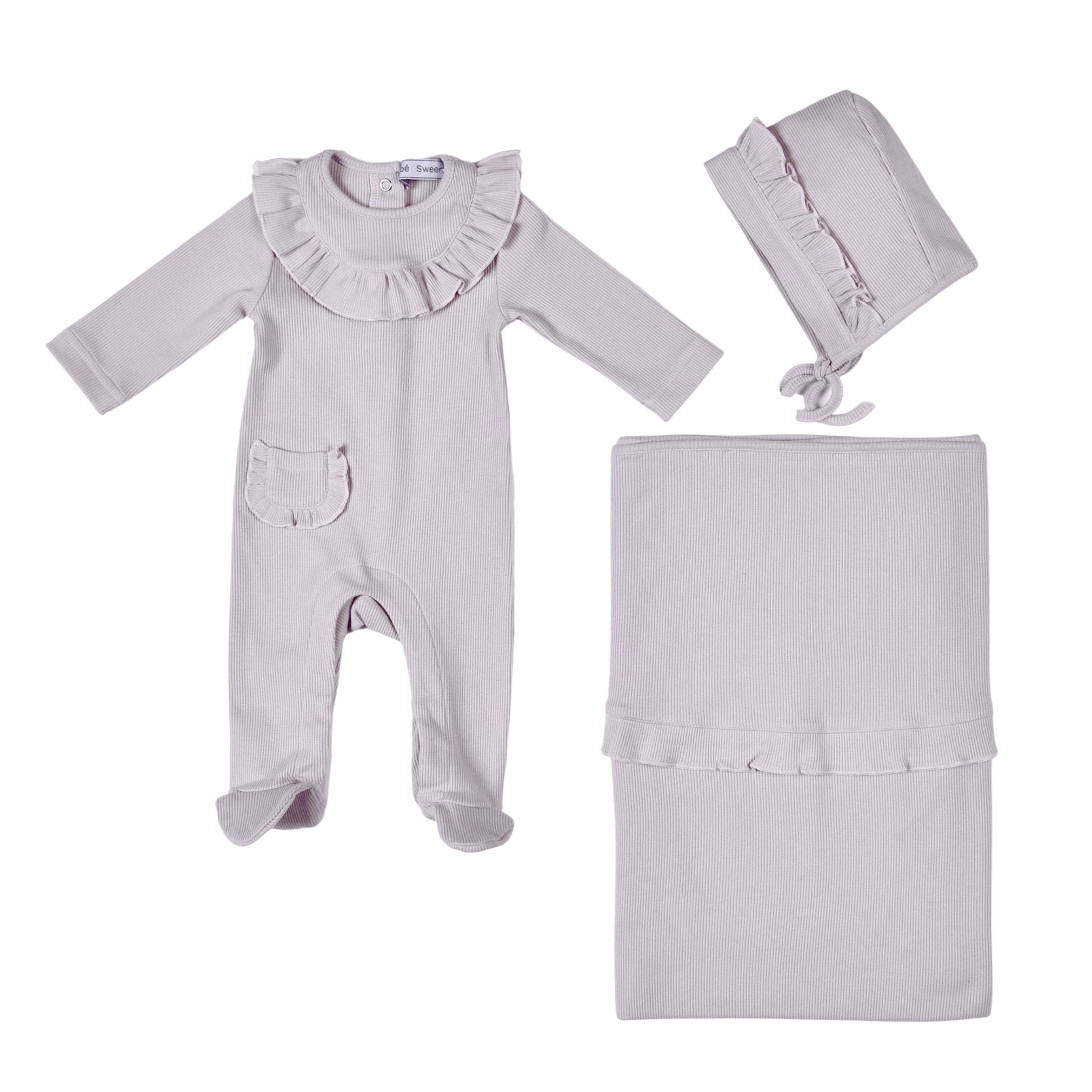 Emilia | Baby Girls Gift Box I Lilac Ribbed Cotton Set