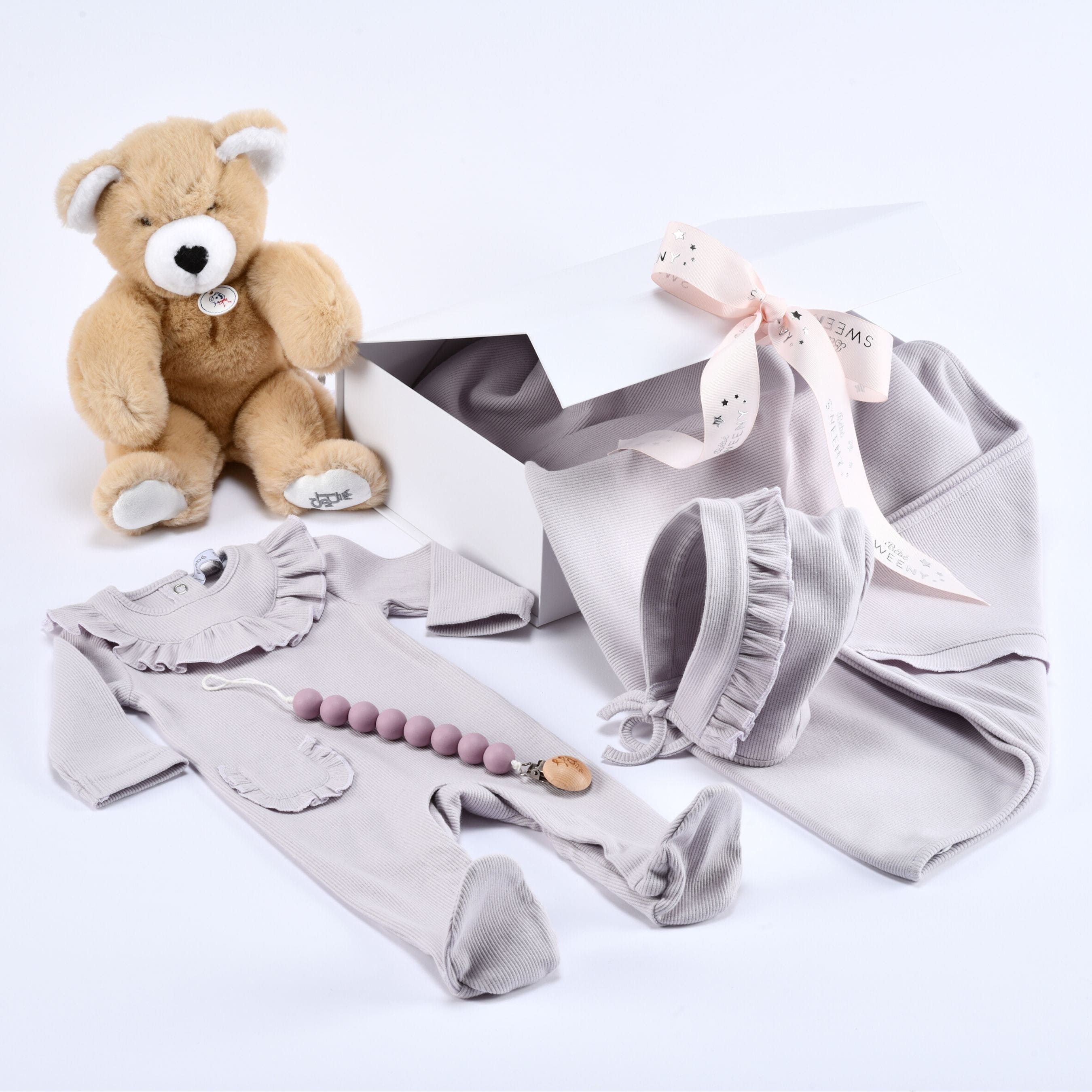 Emilia | Baby Girls Gift Box I Lilac Ribbed Cotton Set
