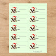 English Bulldog Santa Paws Gift Tag Sticker Sheet