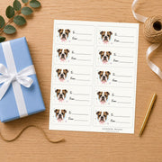 English Bulldog Paws & Bows Gift Tag Sticker Sheet