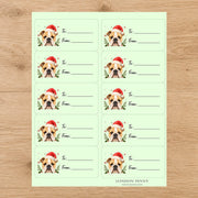 English Bulldog Santa Paws Gift Tag Sticker Sheet