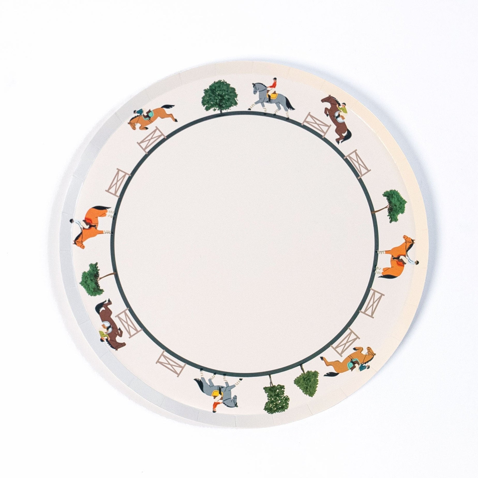 Equestrian Horse Riding Paper Dinner Plates (9 Inch) | Hunter Jumper Party Theme | Eco-friendly, Recyclable Horse Party Plates For Kids & Adults