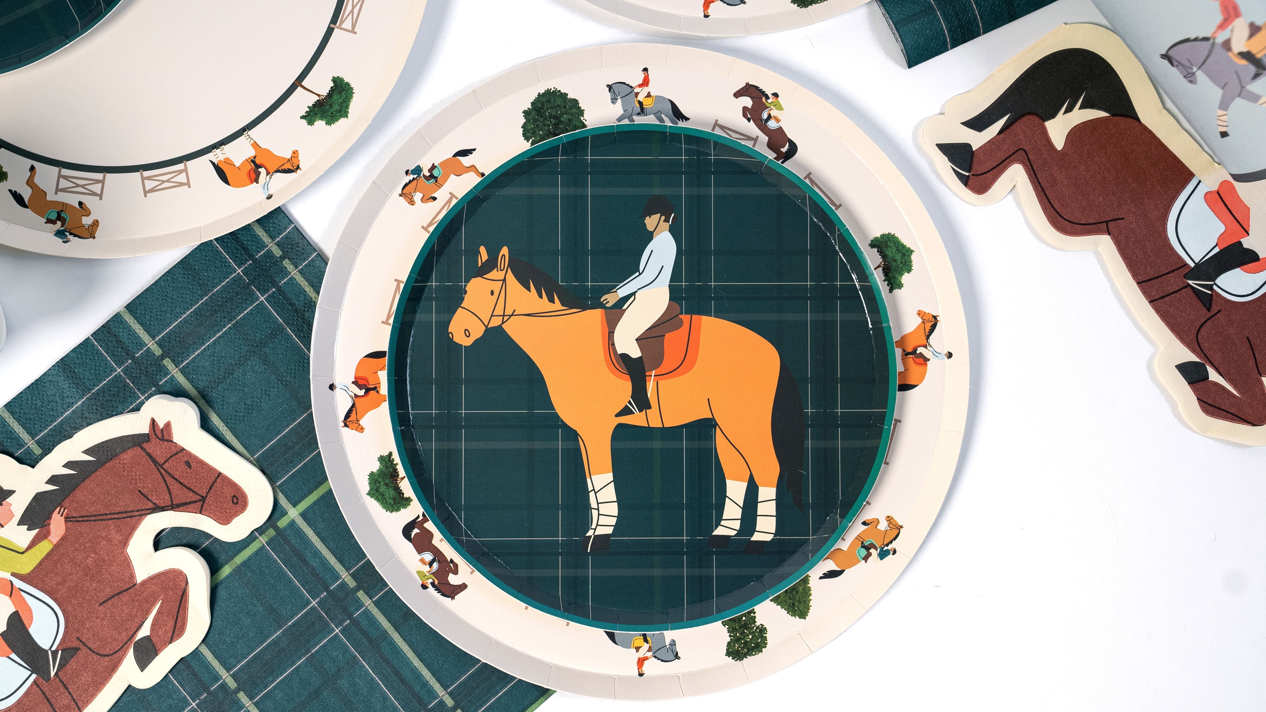 Equestrian Horse Dessert Plates (7 Inch) | Horse Party Supplies | Recyclable Paper Plates For Horse Lovers, Pony Party, Kids & Adults