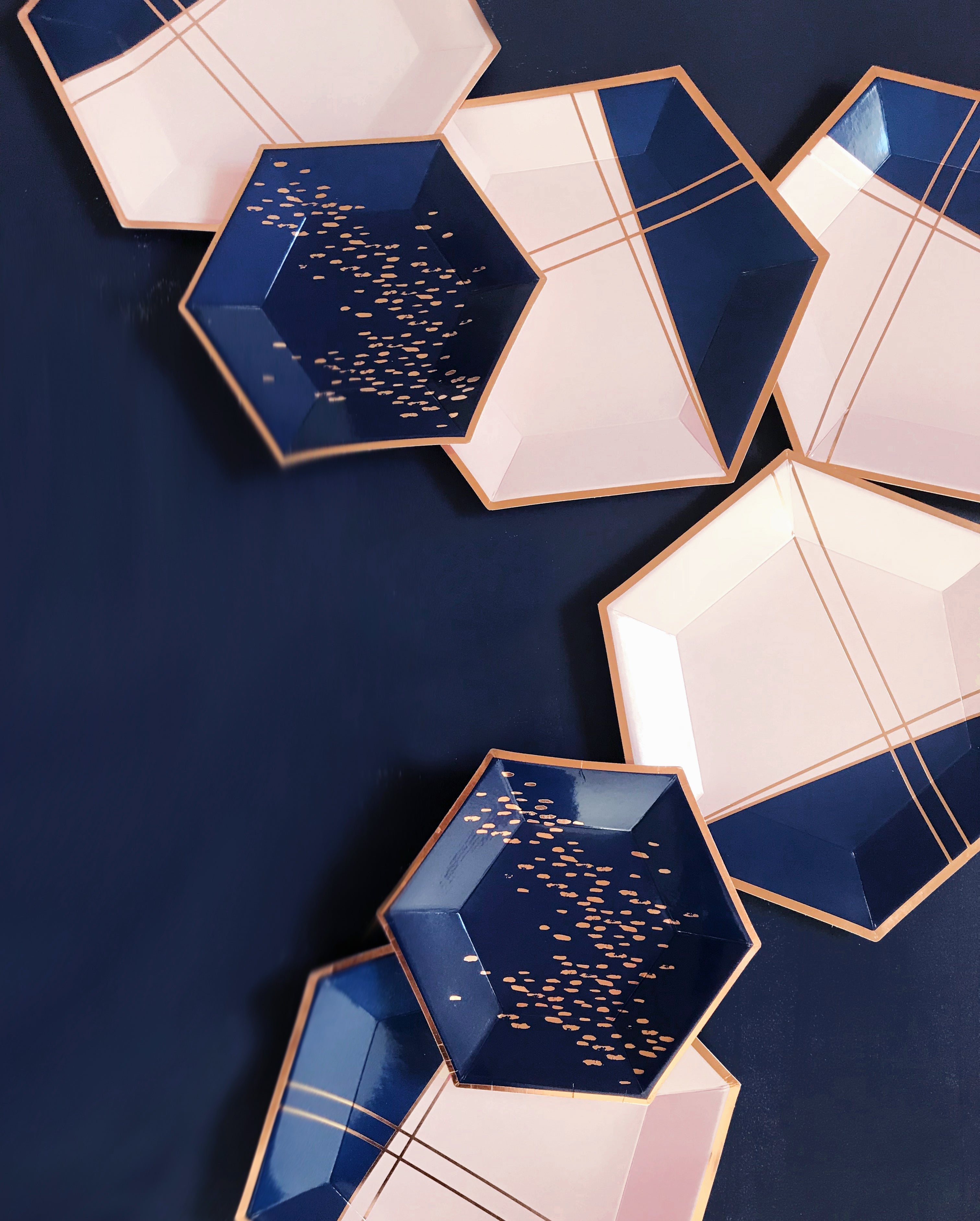 Navy & Rose Gold Dessert Party Plates