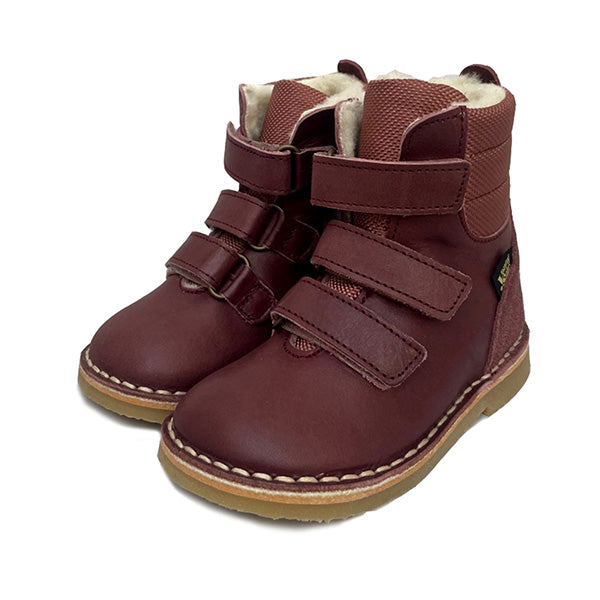 Ernest Kids Velcro Wool-Lined Boot Berry Leather