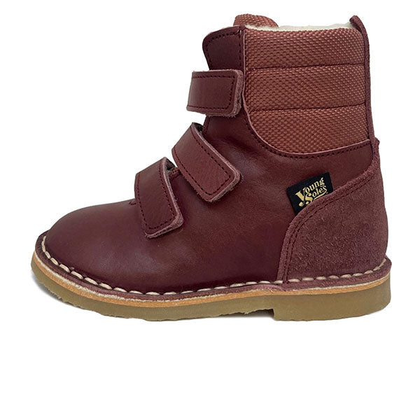 Ernest Kids Velcro Wool-Lined Boot Berry Leather