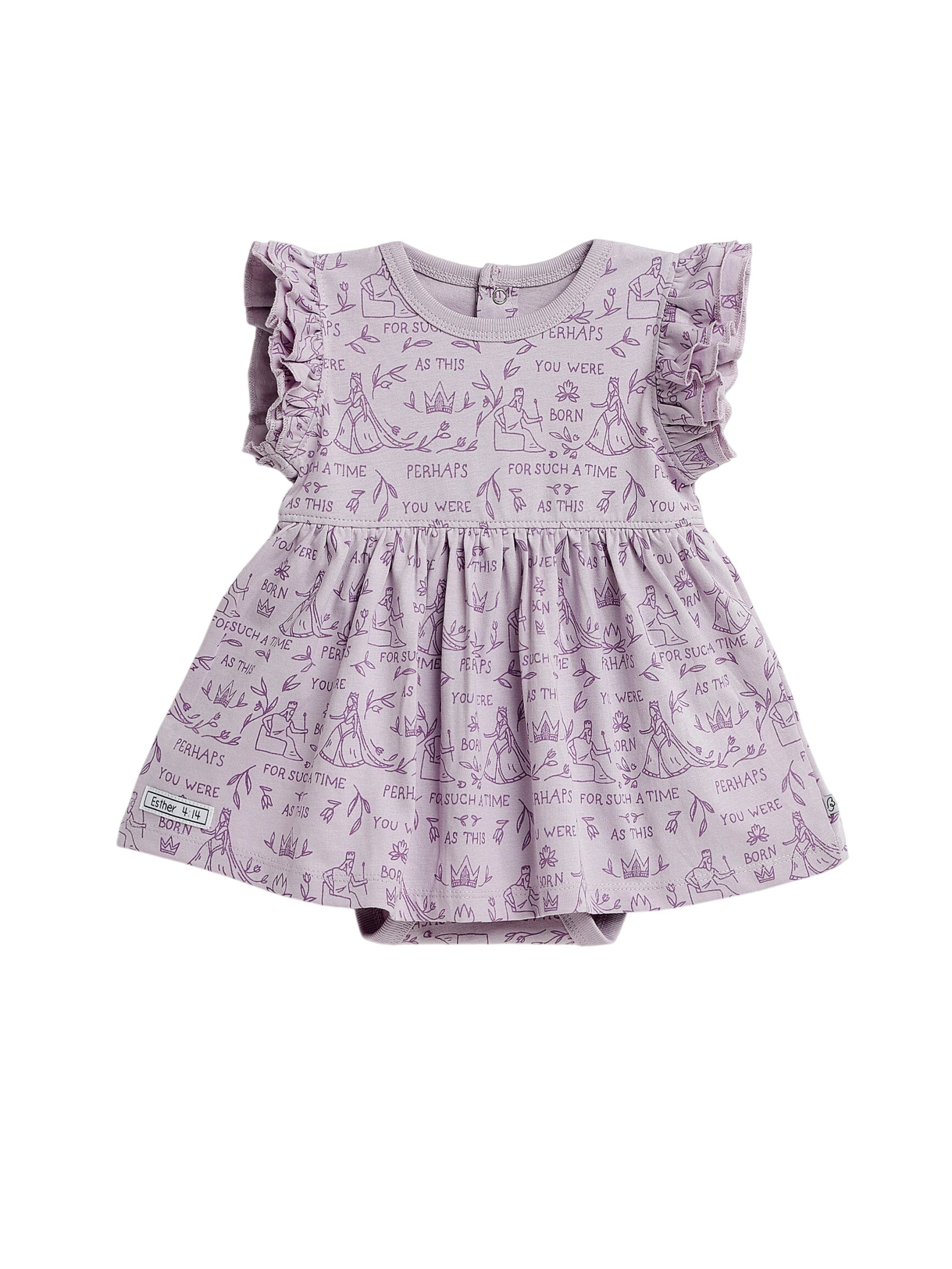 Queen Esther Lavender Short Sleeve Twirl Dress Bodysuit Cotton