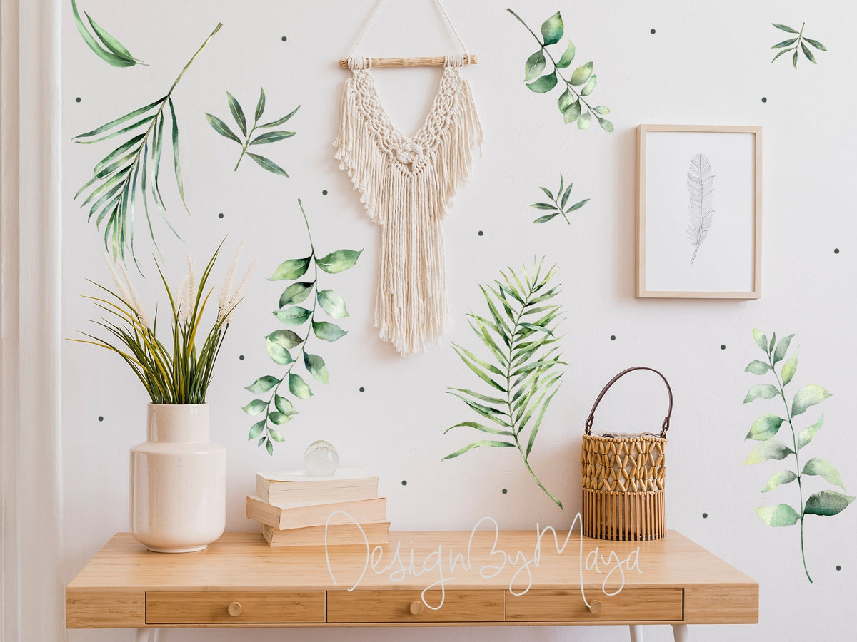 Giant Gray Leaves - Vinyl Nursery Wall Art Decals