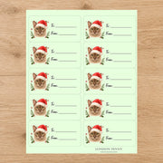 European Burmese Santa Paws Gift Tag Sticker Sheet