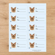 European Burmese Pawprint Wishes Gift Tag Sticker Sheet