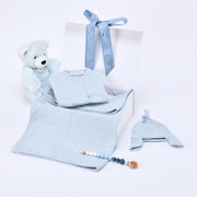 Evan | Baby Boys Blue Ribbed Cotton Gift Set (4)