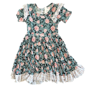 Evelyn Floral Bamboo Ruffle Spin Dress