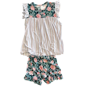 Evelyn Floral Bamboo Flutter Sleeve Tunic + Short Set