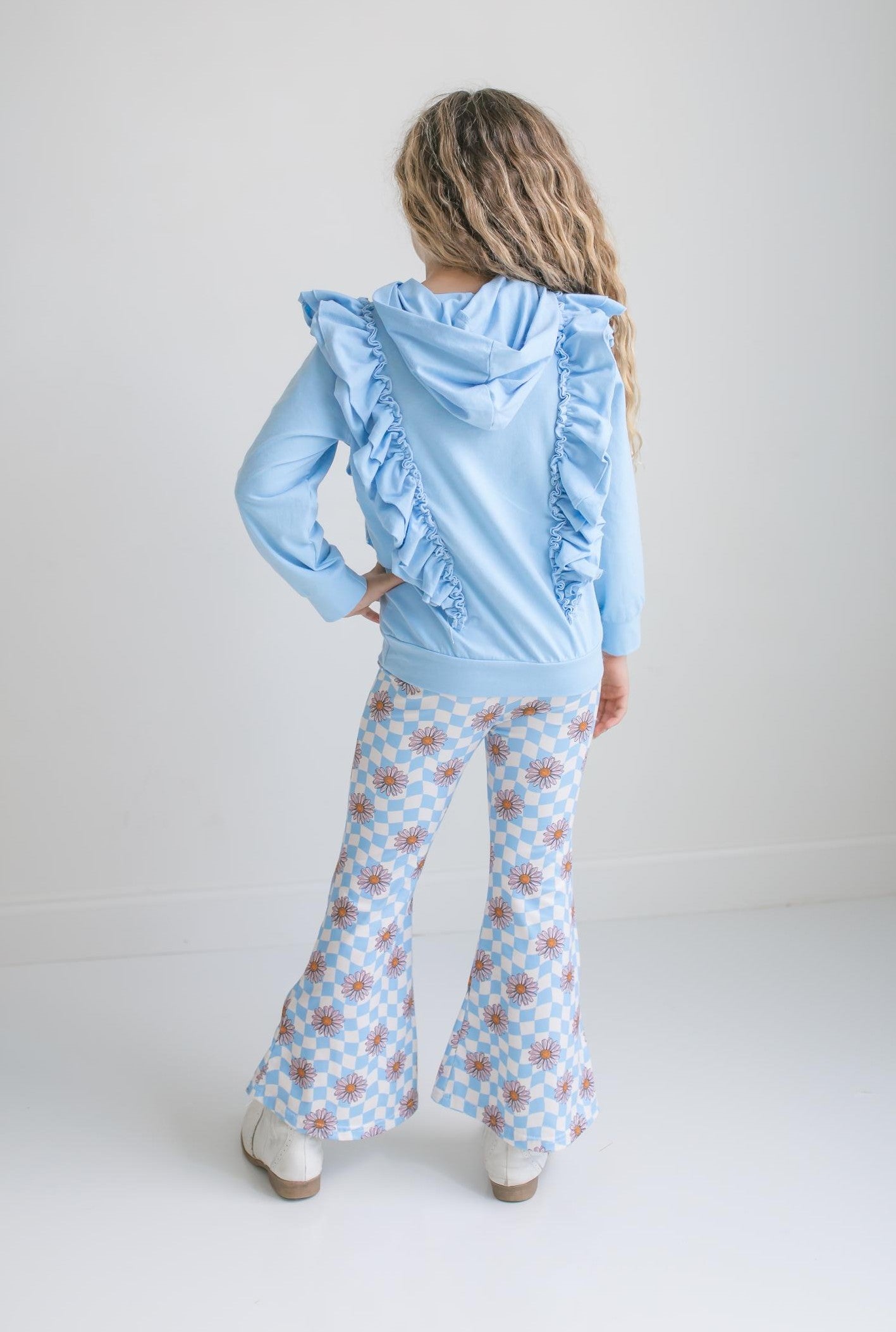 Evie Blue Check Pant Hooded Set