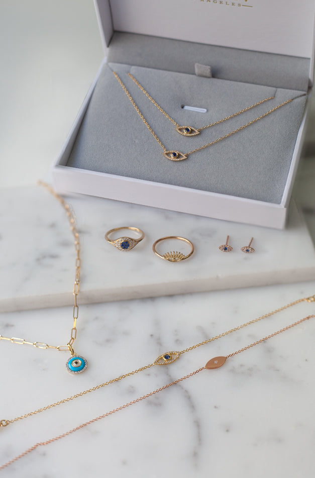 14k Gold Diamond Evil Eye Turquoise Pendant