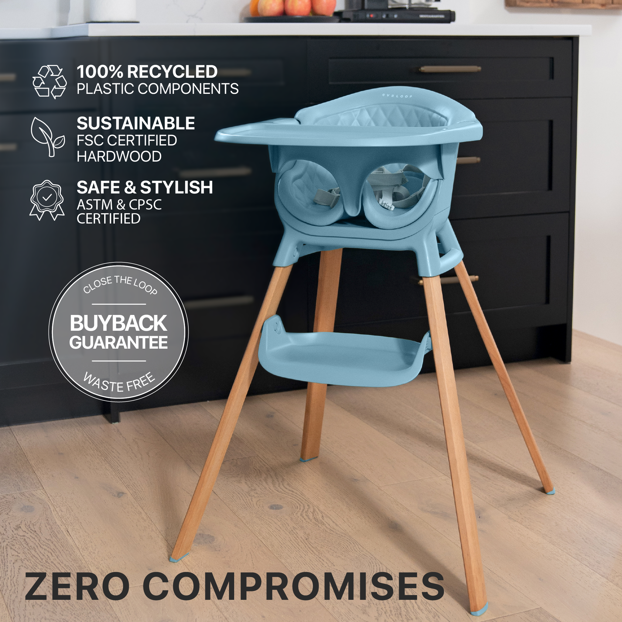 Evrloop Sustainable 3-in-1 High Chair - Design That Grows With Your Child