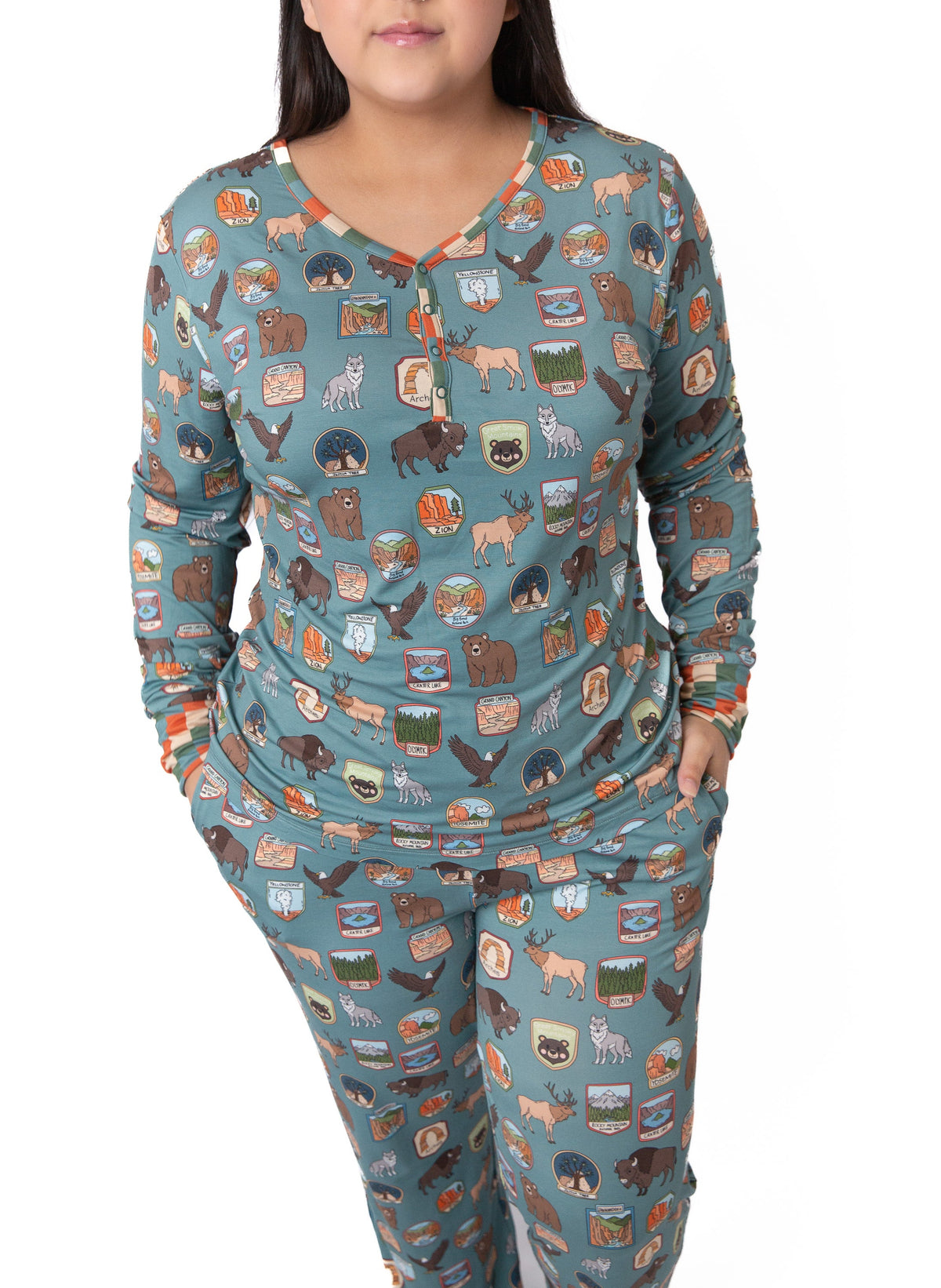 Women’s My First National Adventure Parks Long Sleeve Pajama Set | Wildlife Sleepwear |