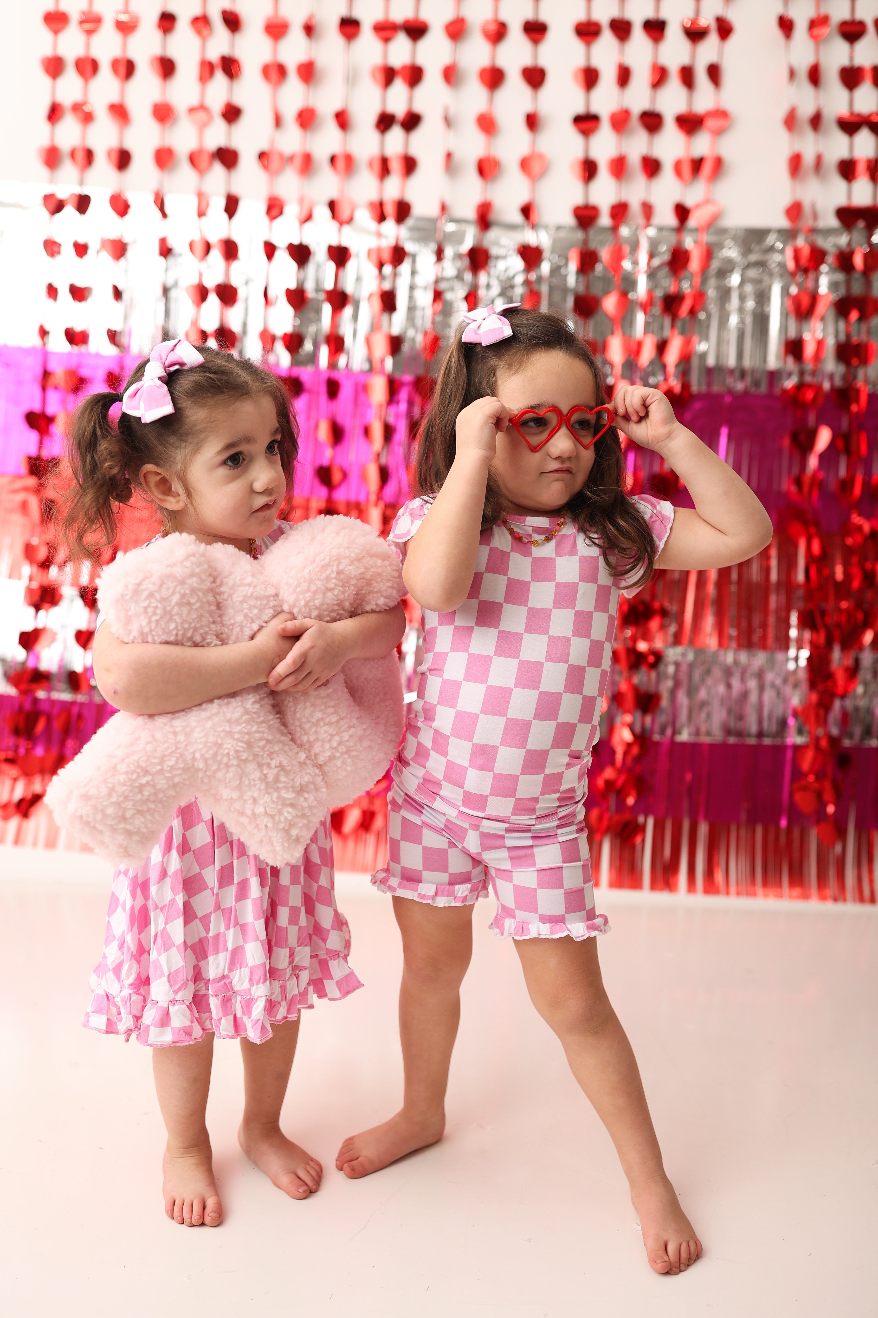 Bubblegum Checkers Dream Ruffle Short Set