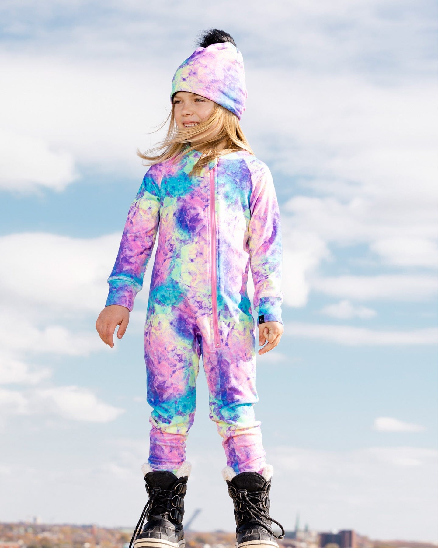 One Piece Thermal Underwear With Frosted Rainbow Print