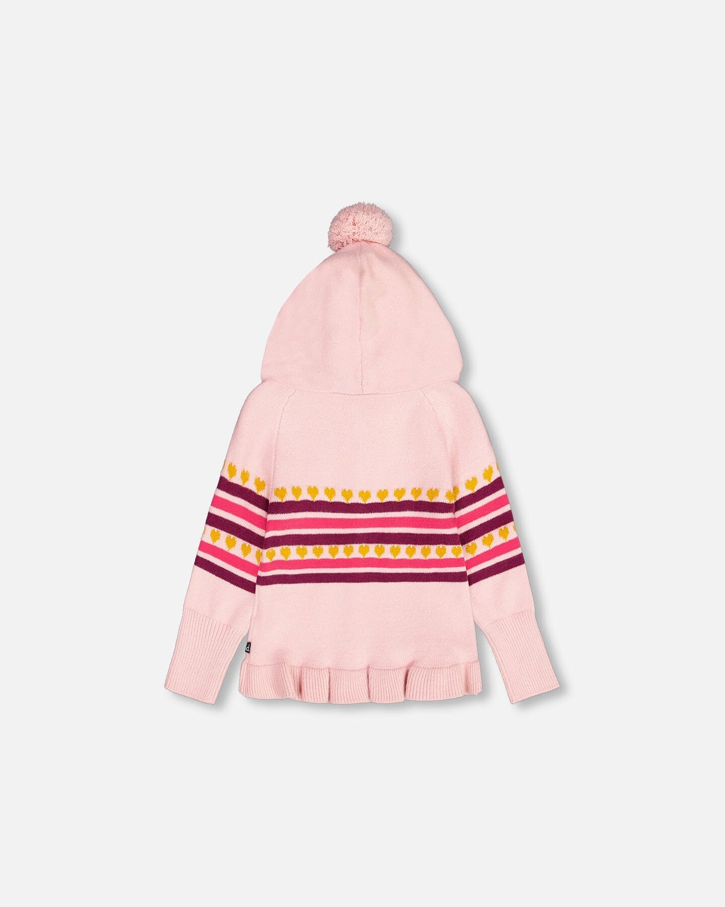 Full Zip Hooded Knitted Sweater Powder Pink