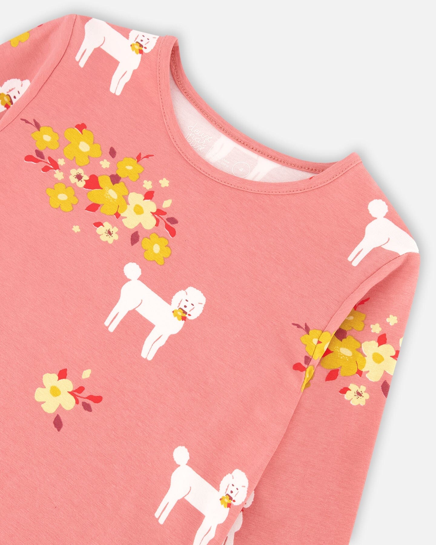 Long Sleeve T-shirt Pink Poodle Print