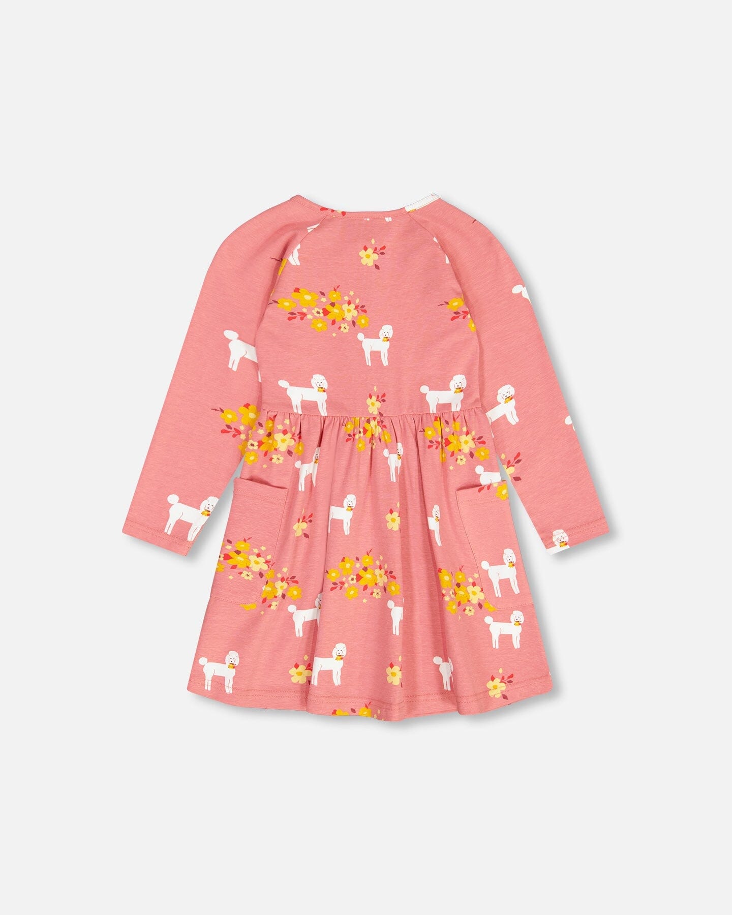 Organic Jersey Dress With Pockets Pink Poodle Print