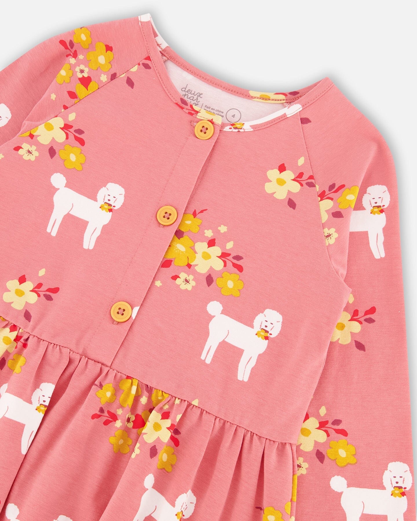 Organic Jersey Dress With Pockets Pink Poodle Print