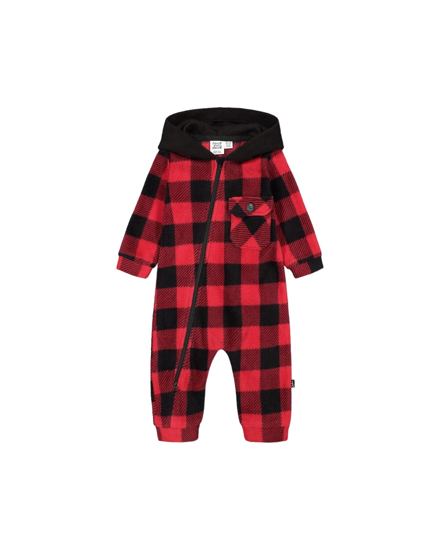 Light Polar Hooded Jumpsuit Buffalo Plaid