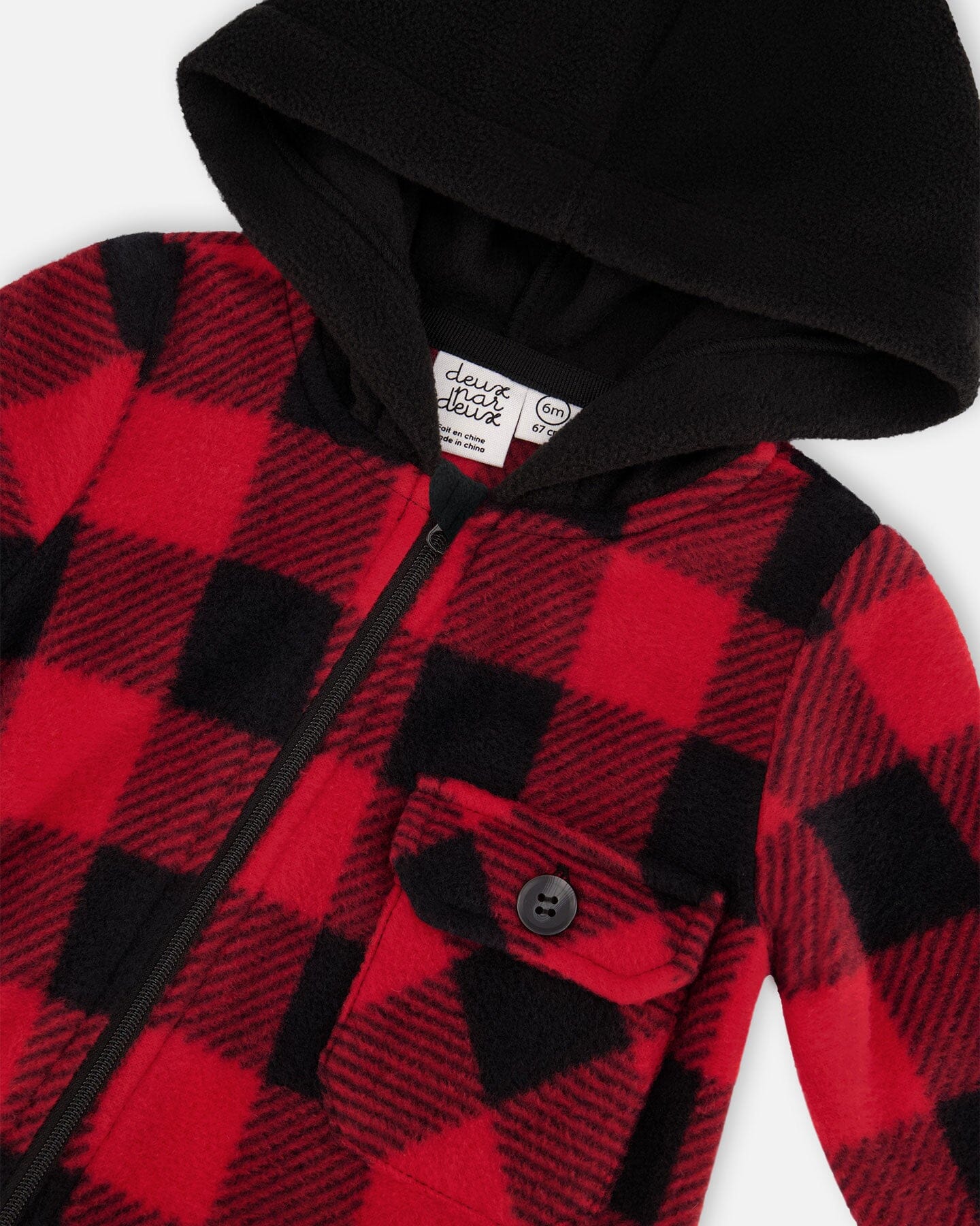 Light Polar Hooded Jumpsuit Buffalo Plaid