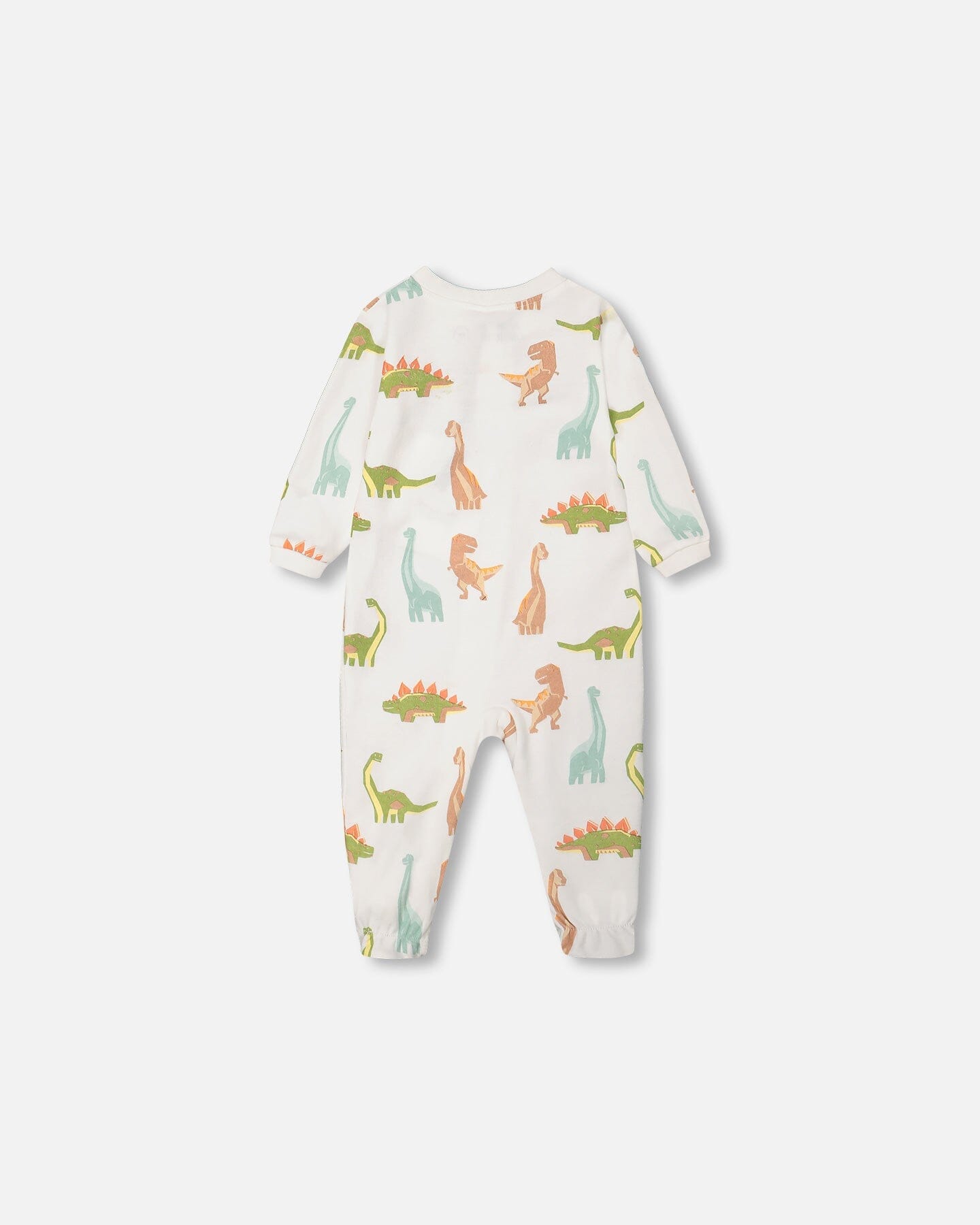 Organic Cotton One Piece Pajama Off White Dinosaurs Print