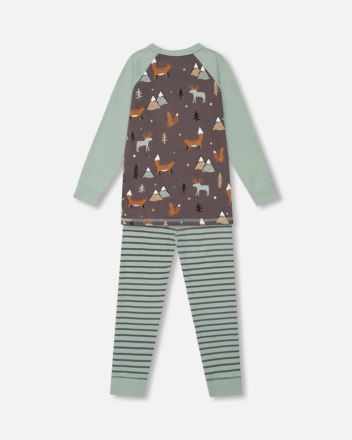 Organic Cotton Printed Fox Two Piece Pajama Set Dark Grey