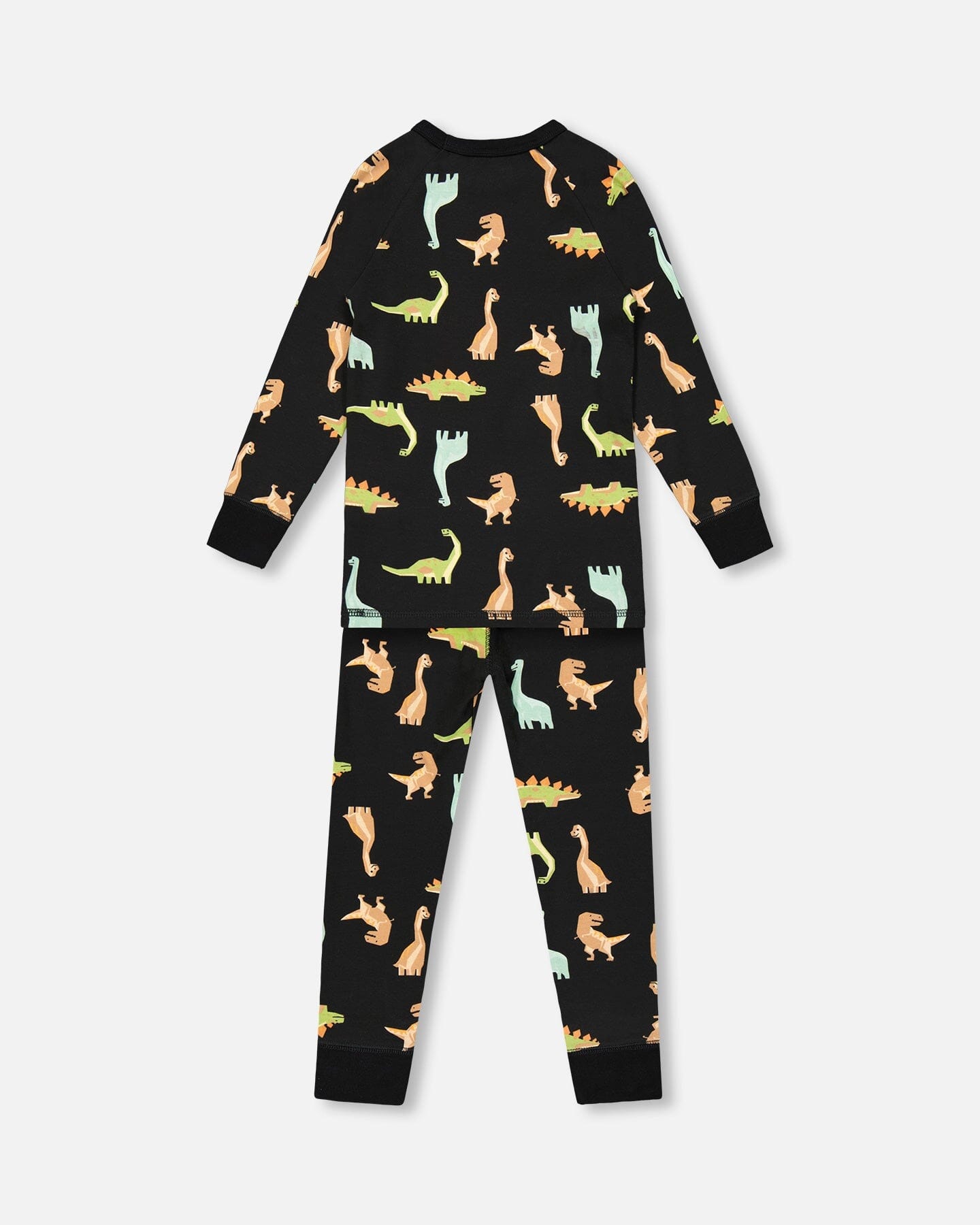 Organic Cotton Printed Dinosaurs Two Piece Pajama Set Black