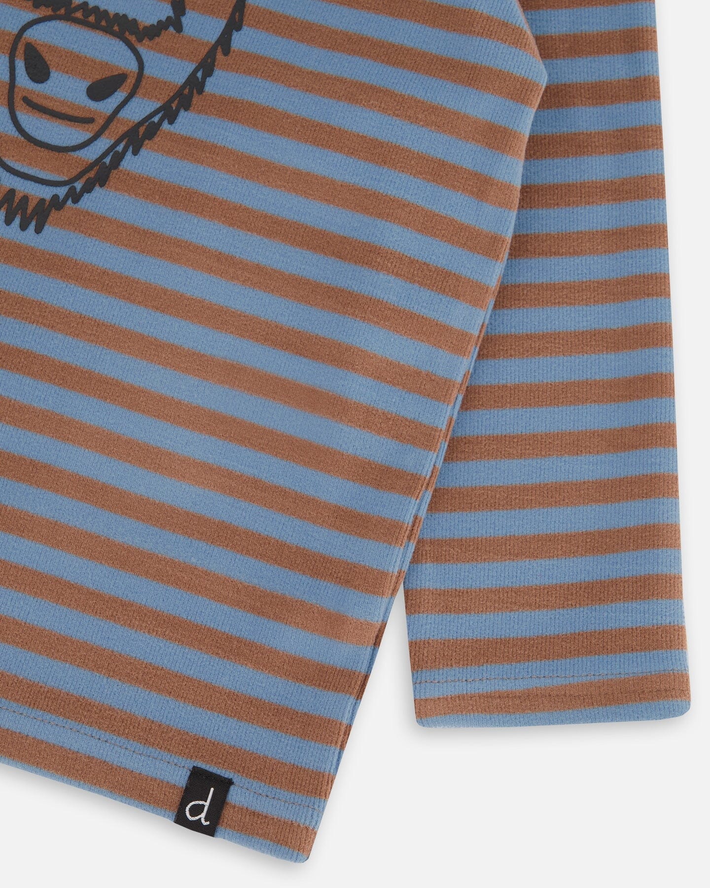 Super Soft Heavy Jersey Hooded Striped Top Blue And Brown Stripe