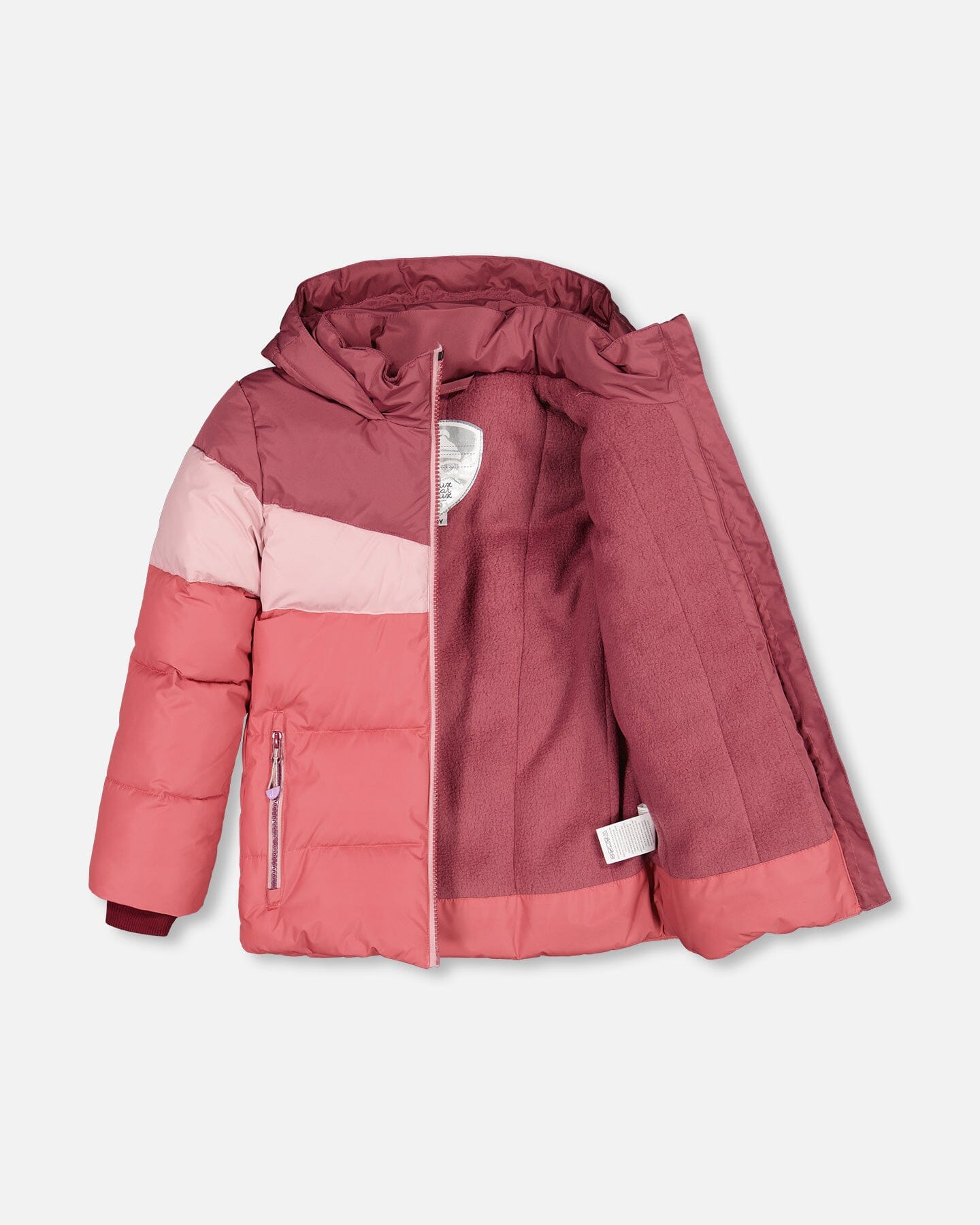 Puffy Jacket Pink And Plum Color Block