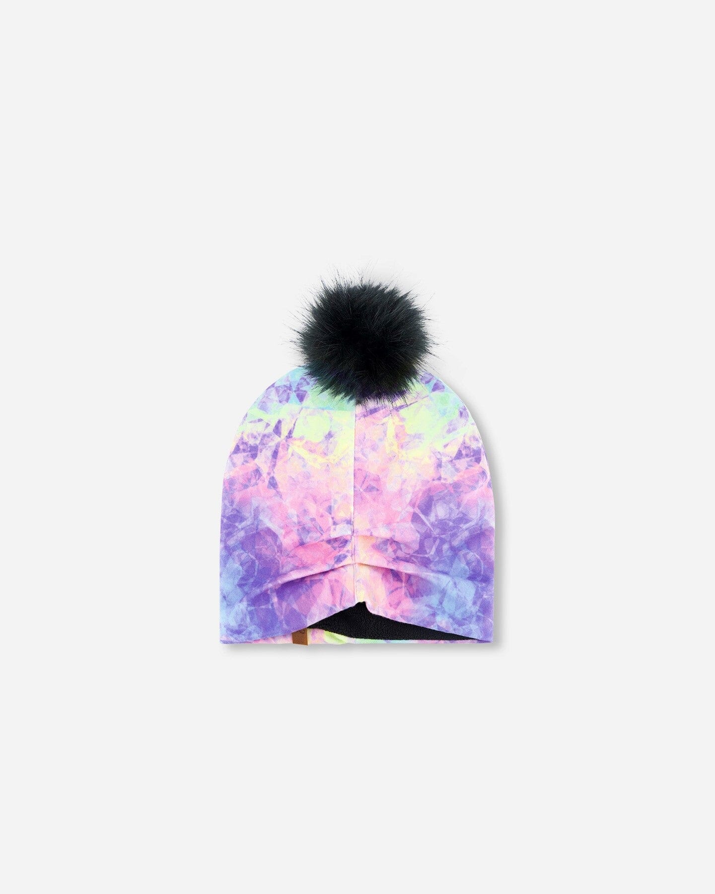 Printed Jersey Detachable Pompom Hat Rainbow Print