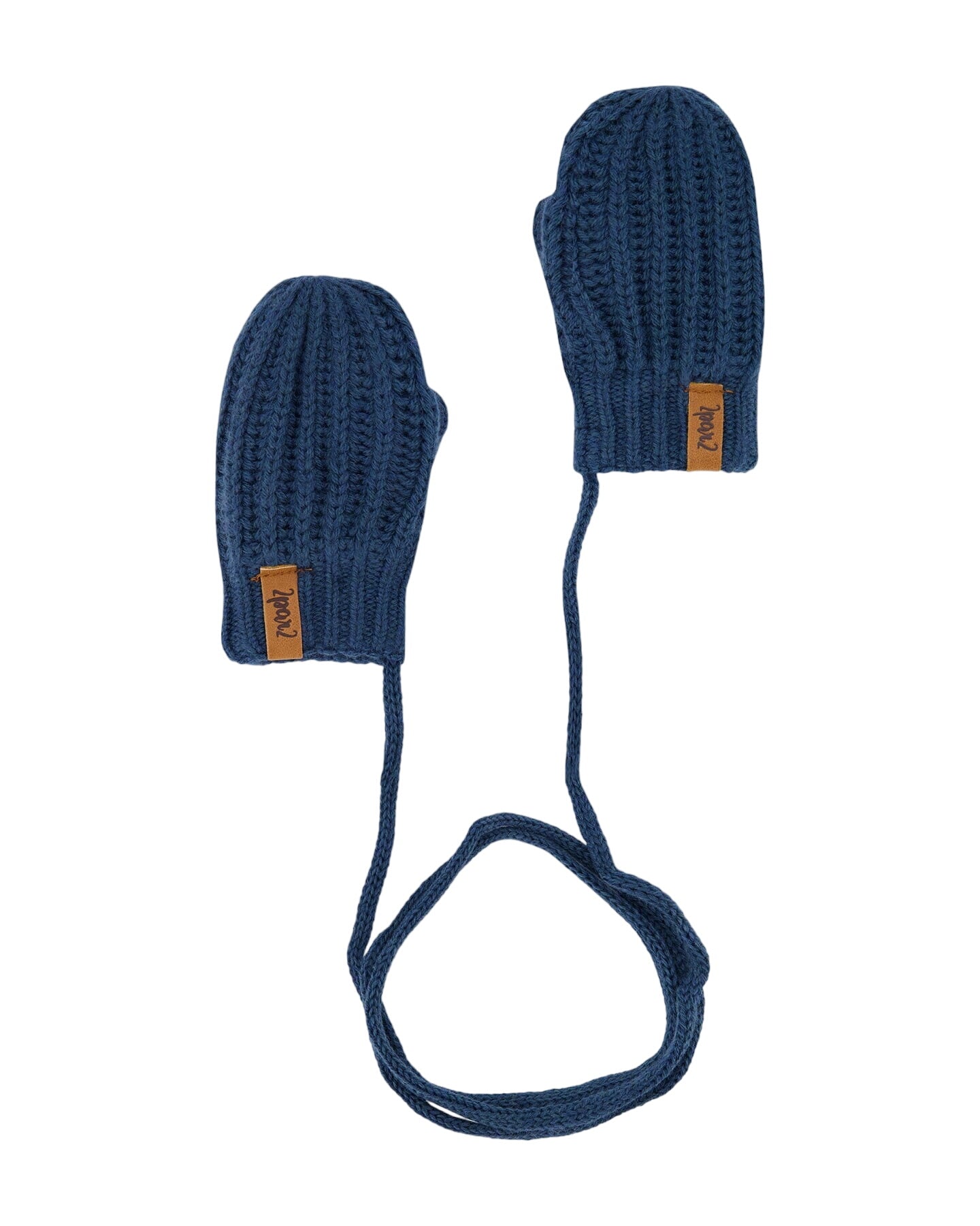 Baby Knitted Mittens With String Navy