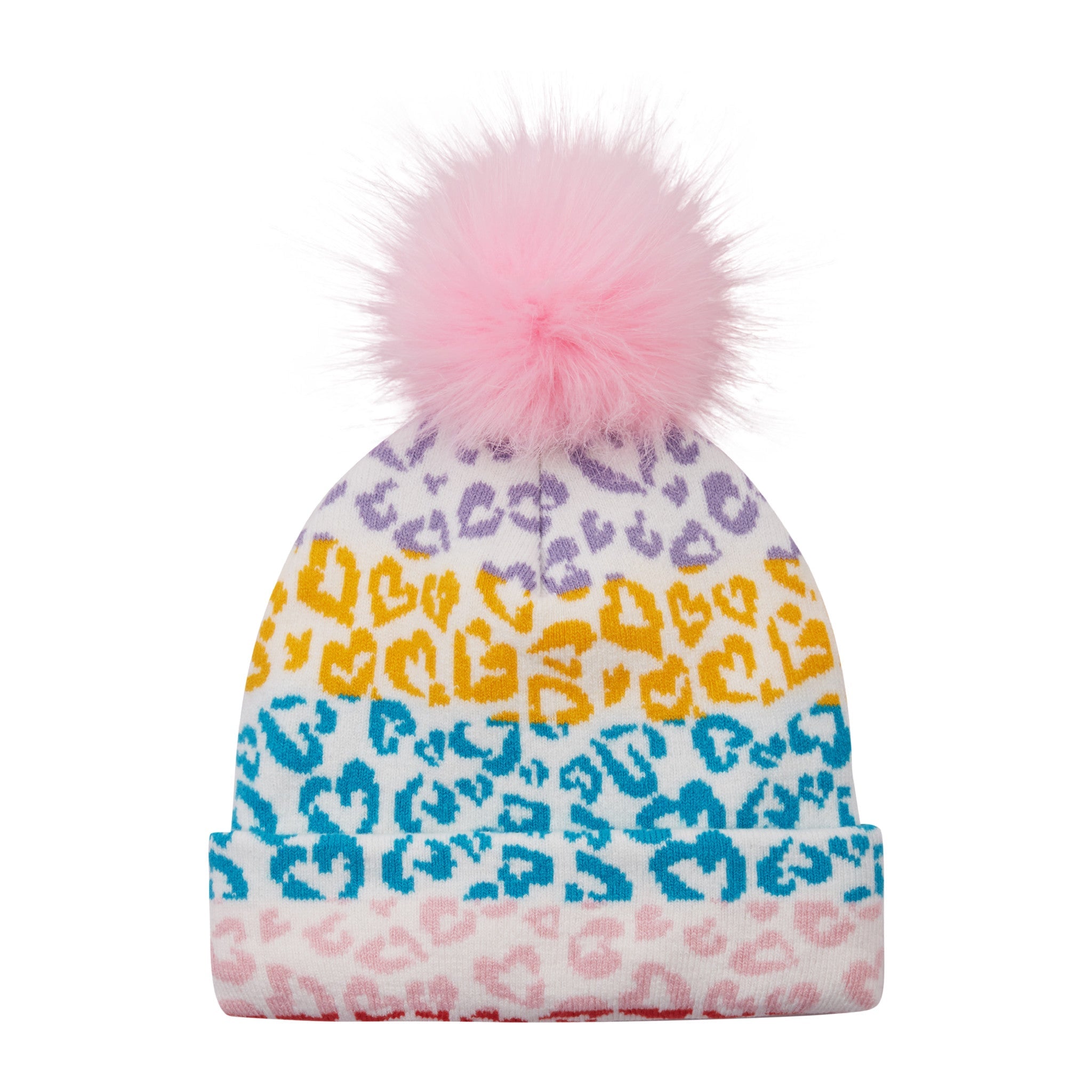 Multicolor Hearts Winter Hat & Gloves Set