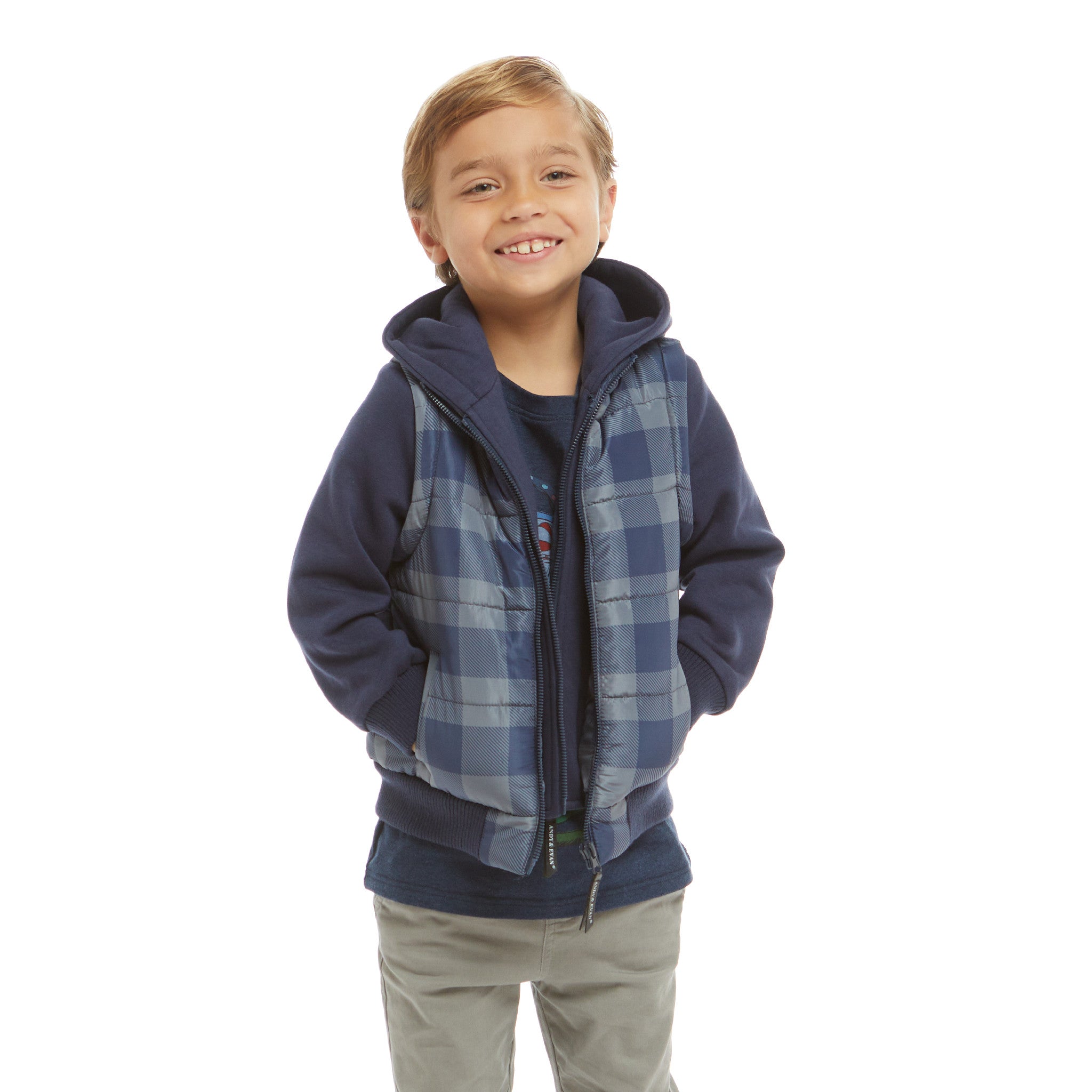 Boys Hoodie Vest Combo Jacket (size 7 -16 Years) | Navy