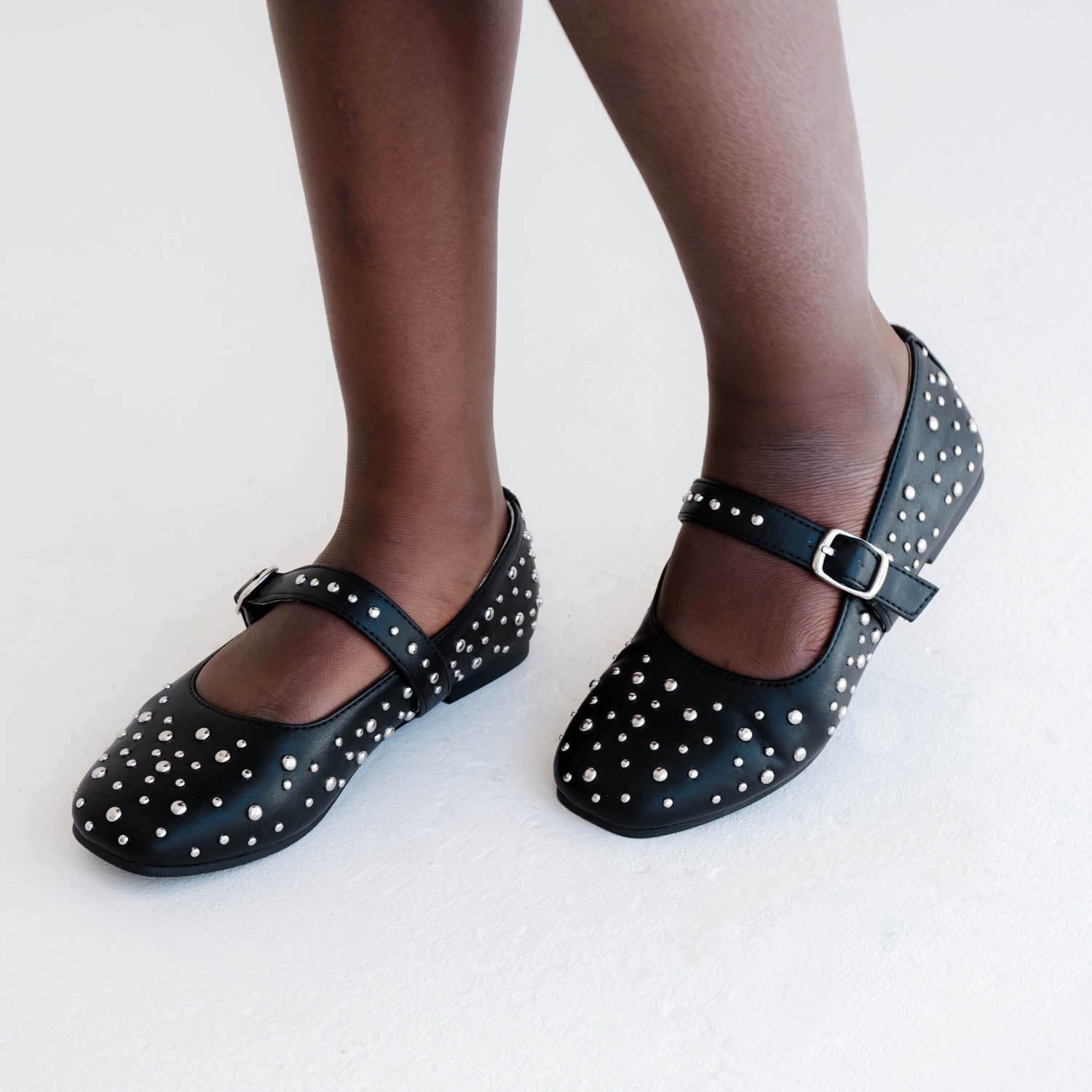 Miss Sadie Ballet Flat In Black Studs - Kids