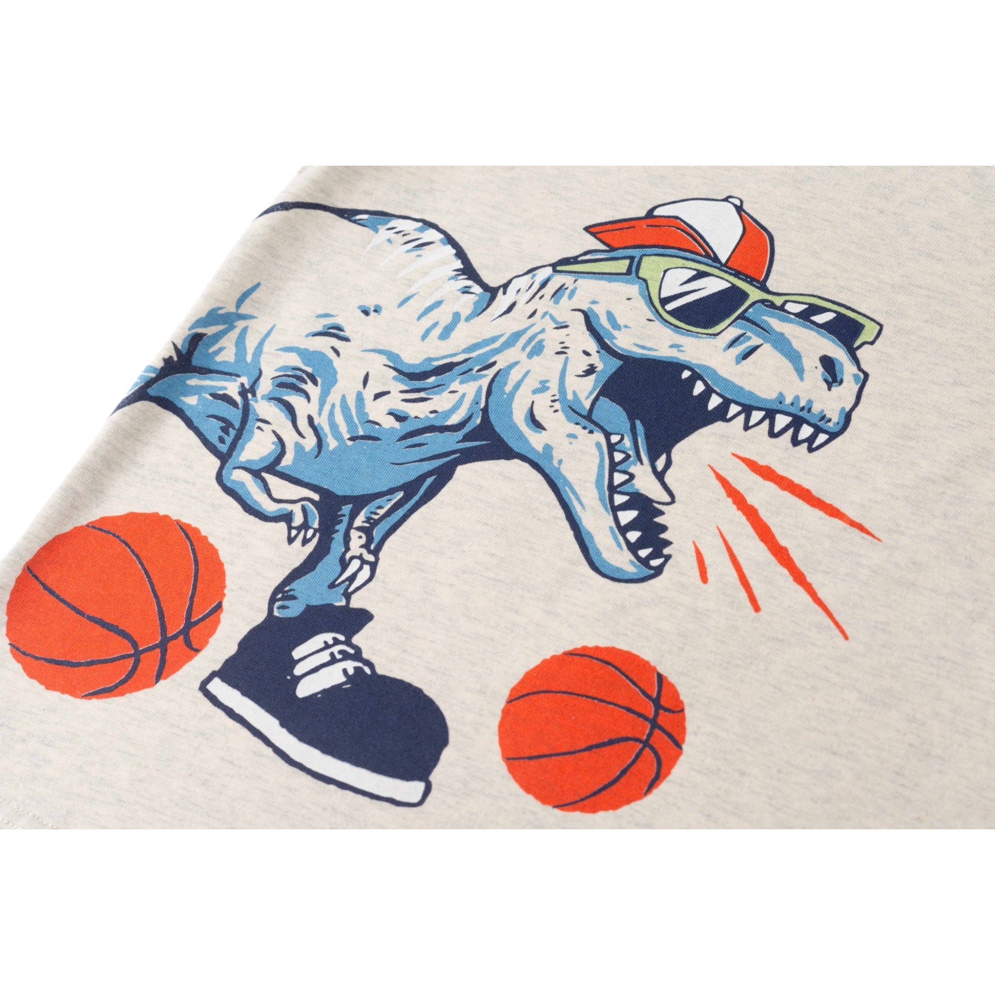 Kids Long Sleeve Hooded Tee | Basketball Dino