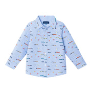 Kids Blue Chambray Buttondown Shirt | Racecars