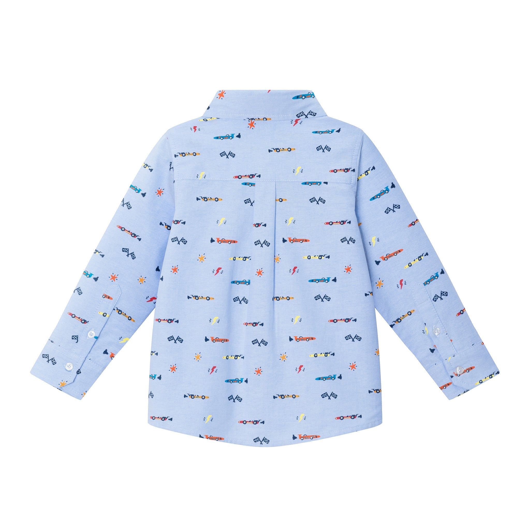 Kids Blue Chambray Buttondown Shirt | Racecars