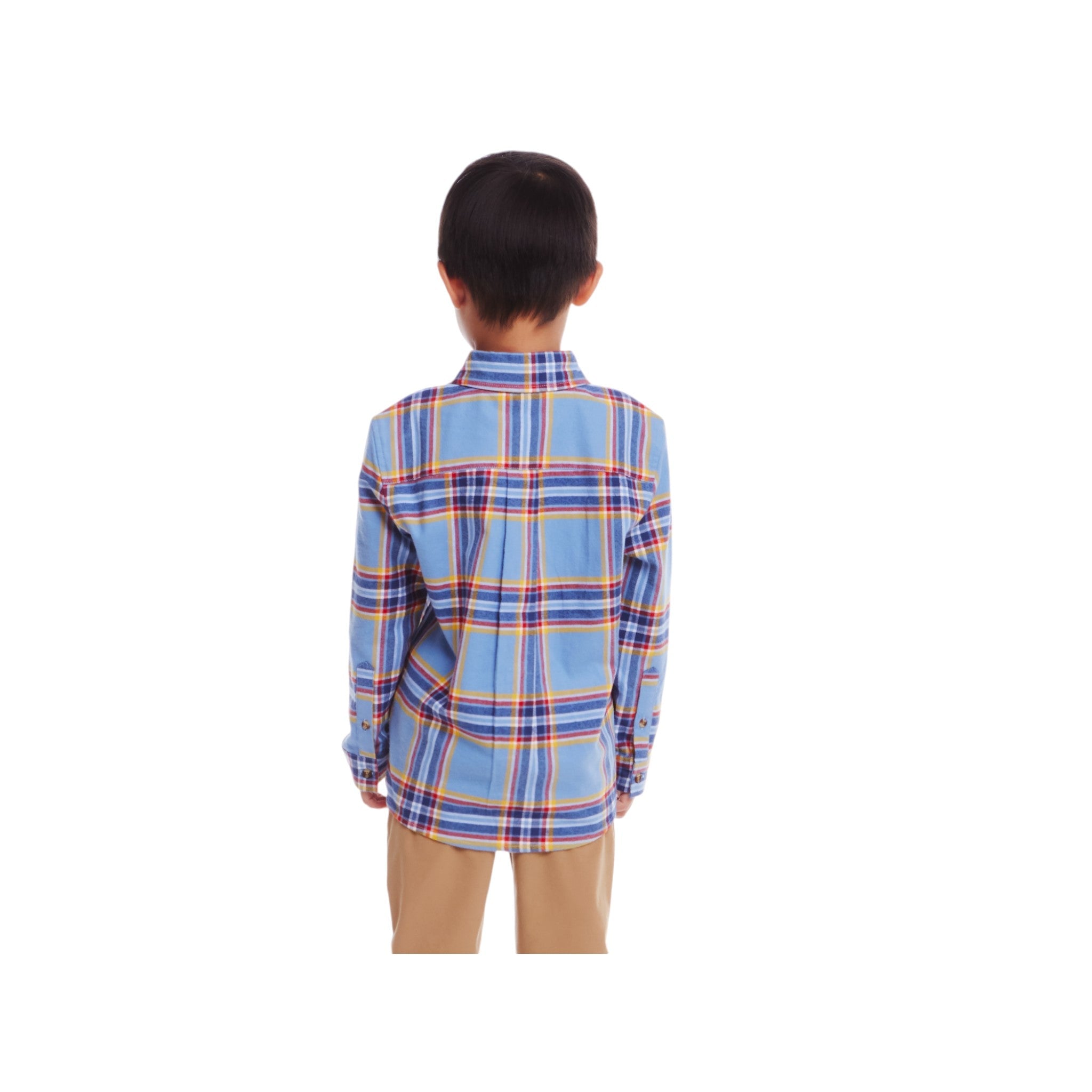 Kids Brushed Twill Buttondown | Blue Plaid