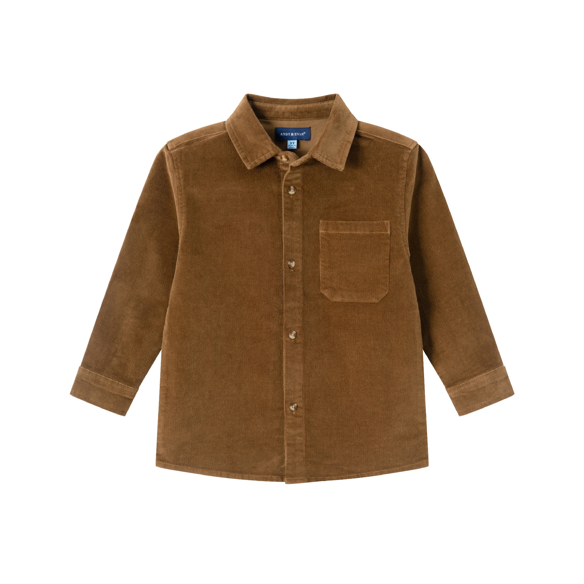 Kids Garment Washed Cord Buttondown | Brown