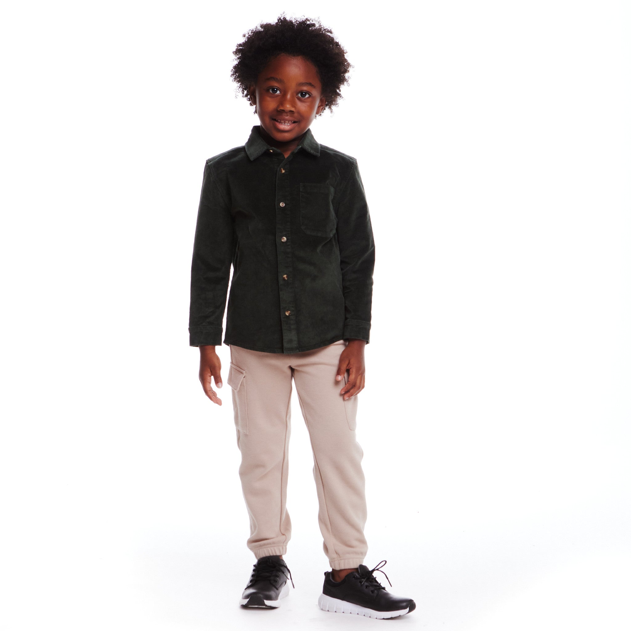 Kids Garment Washed Cord Buttondown | Green